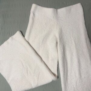 white fuzzy pants